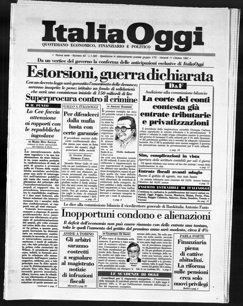 Italia oggi : quotidiano di economia finanza e politica